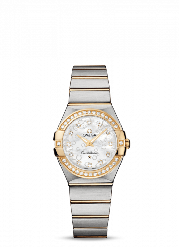 Omega Constellation Quartz 27 Brushed Stainless Steel / Yellow Gold / Diamond / MOP Omega 123.25.27.60.55.010