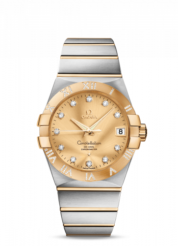 Omega Constellation Co-Axial 38 Stainless Steel / Yellow Gold / Diamond / Champagne 123.25.38.21.58.002
