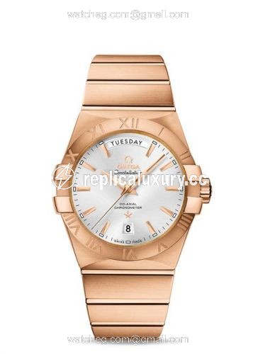 Omega Constellation Co-Axial 38 Day-Date Red Gold / Silver 123.50.38.22.02.001