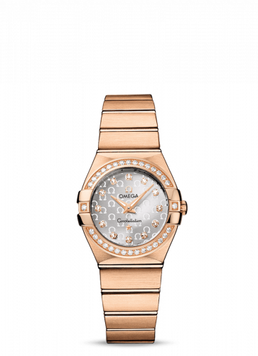Omega Constellation Quartz 27 Brushed Red Gold / Diamond / Silver Omega 123.55.27.60.52.001