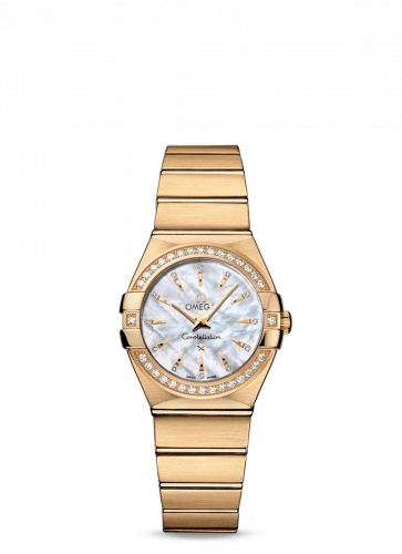 Omega Constellation Quartz 27 Brushed Yellow Gold / Diamond / MOP 123.55.27.60.55.004