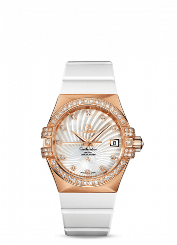 Omega Constellation Co-Axial 35 Red Gold / Diamond / MOP Supernova / Rubber 123.57.35.20.55.001