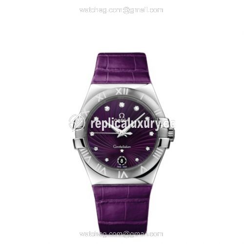 Omega Constellation Quartz 35 Stainless Steel / Purple Supernova / Alligator 123.13.35.60.60.001