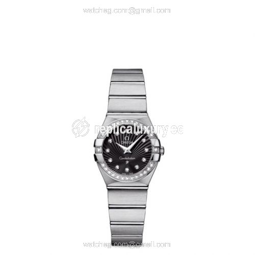 Omega Constellation Quartz 24 Brushed Stainless Steel / Diamond / Black Supernova 123.15.24.60.51.001