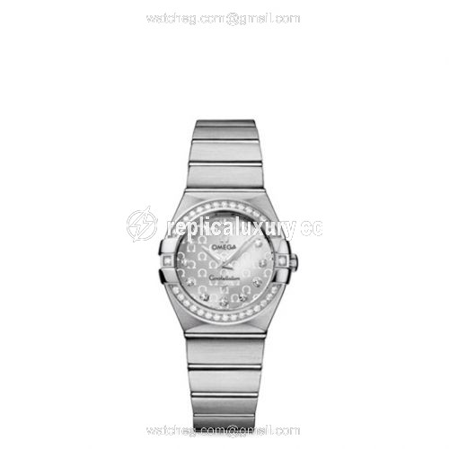 Omega Constellation Quartz 27 Brushed Stainless Steel / Diamond / Silver Omega 123.15.27.60.52.001