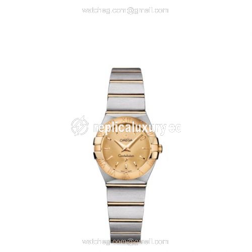 Omega Constellation Quartz 24 Brushed Stainless Steel / Yellow Gold / Champagne 123.20.24.60.08.001