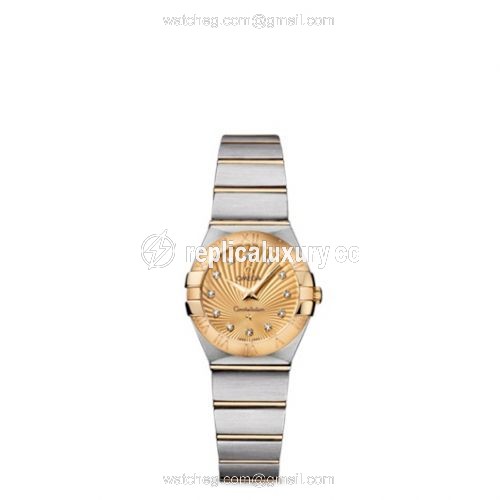 Omega Constellation Quartz 24 Brushed Stainless Steel / Yellow Gold / Champagne Supernova 123.20.24.60.58.001