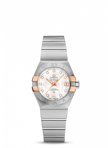 Omega Constellation Co-Axial 27 Brushed Stainless Steel / Red Gold Claws / MOP 123.20.27.20.55.004