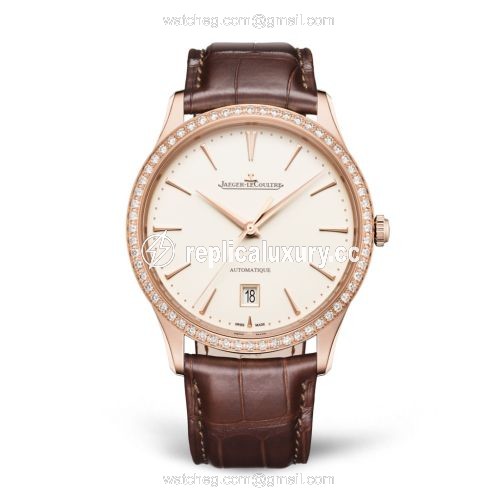 Jaeger-LeCoultre Master Ultra Thin Date Red Gold / Diamond / Eggshell / Alligator 1232501