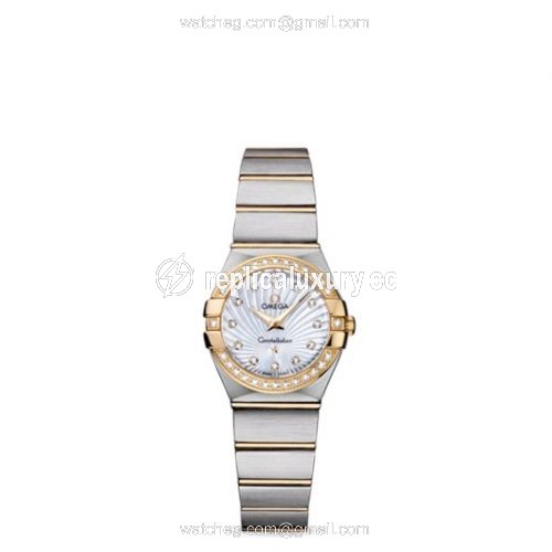 Omega Constellation Quartz 24 Brushed Stainless Steel / Yellow Gold / Diamond / MOP Supernova 123.25.24.60.55.004