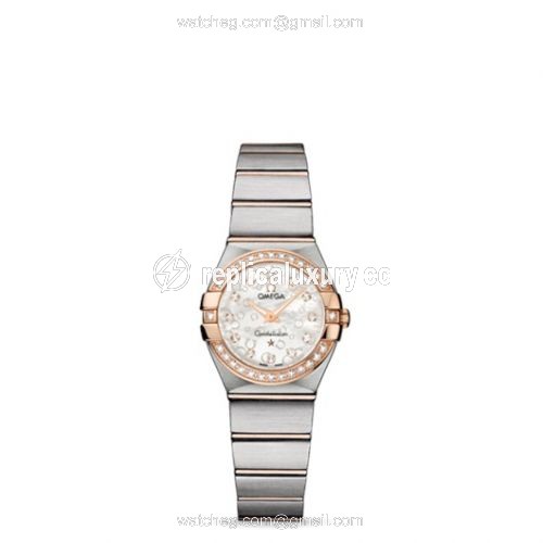 Omega Constellation Quartz 24 Brushed Stainless Steel / Red Gold / Diamond / MOP Omega 123.25.24.60.55.009