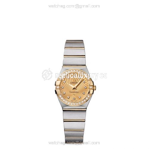 Omega Constellation Quartz 24 Brushed Stainless Steel / Yellow Gold / Diamond / Champagne Supernova 123.25.24.60.58.001
