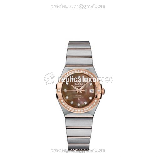 Omega Constellation Co-Axial 27 Brushed Stainless Steel / Red Gold / Diamond / Brown MOP 123.25.27.20.57.001