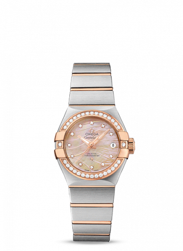 Omega Constellation Co-Axial 27 Brushed Stainless Steel / Red Gold / Diamond / Wavy Brown MOP 123.25.27.20.57.003