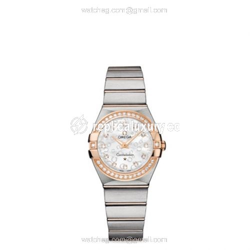 Omega Constellation Quartz 27 Brushed Stainless Steel / Red Gold / Diamond / MOP Omega 123.25.27.60.55.009