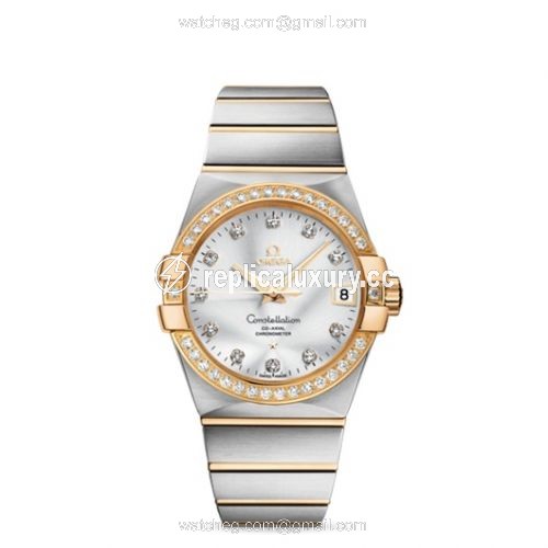 Omega Constellation Co-Axial 38 Stainless Steel / Yellow Gold / Diamond / Silver 123.25.38.21.52.002