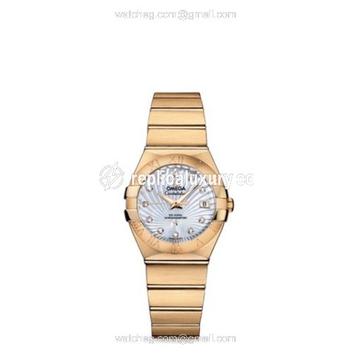 Omega Constellation Co-Axial 27 Brushed Yellow Gold / MOP Supernova 123.50.27.20.55.002