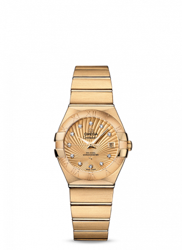 Omega Constellation Co-Axial 27 Brushed Yellow Gold / Champagne Supernova 123.50.27.20.58.001