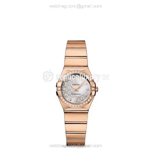 Omega Constellation Quartz 24 Brushed Red Gold / Diamond / Silver Omega 123.55.24.60.52.001