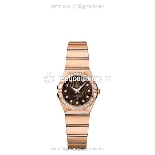 Omega Constellation Quartz 24 Brushed Red Gold / Diamond / Brown Supernova 123.55.24.60.63.001