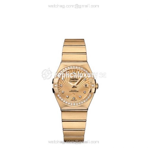 Omega Constellation Co-Axial 27 Brushed Yellow Gold / Diamond / Champagne Supernova 123.55.27.20.58.001