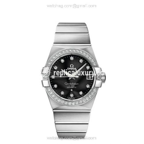 Omega Constellation Co-Axial 38 White Gold / Diamond / Black 123.55.38.21.51.001