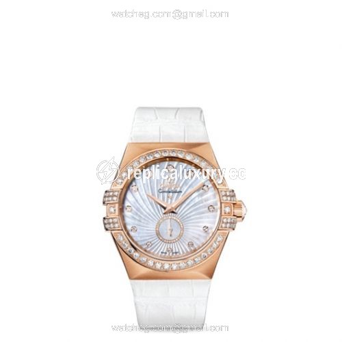 Omega Constellation Co-Axial 35 Small Seconds Red Gold / Diamond / MOP Supernova 123.58.35.20.55.001