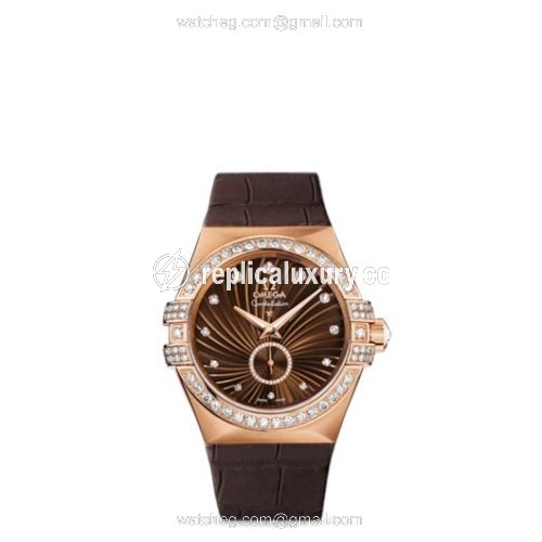 Omega Constellation Co-Axial 35 Small Seconds Red Gold / Diamond / Brown Supernova 123.58.35.20.63.001