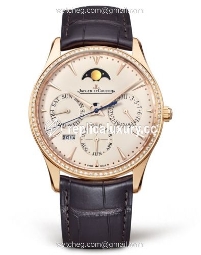 Jaeger-LeCoultre Master Ultra Thin Perpetual Pink Gold / Diamond / Eggshell / Alligator 1302501