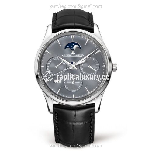 Jaeger-LeCoultre Master Ultra Thin Perpetual White Gold / Grey / Alligator 130354J
