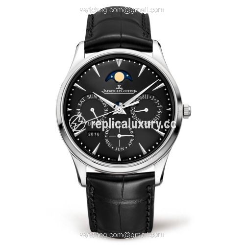 Jaeger-LeCoultre Master Ultra Thin Perpetual Stainless Steel / Black / Alligator 1308470