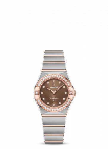 Omega Constellation Manhattan 25 Quartz Stainless Steel / Sedna Gold / Brown - Diamond / Diamond 131.25.25.60.63.001