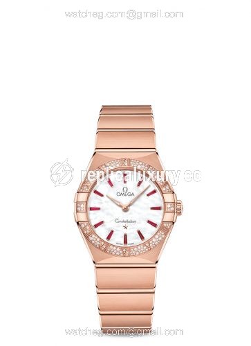 Omega Constellation Manhattan 28 Quartz Sedna Gold / MOP - Emerald / Diamond 131.55.28.60.55.004