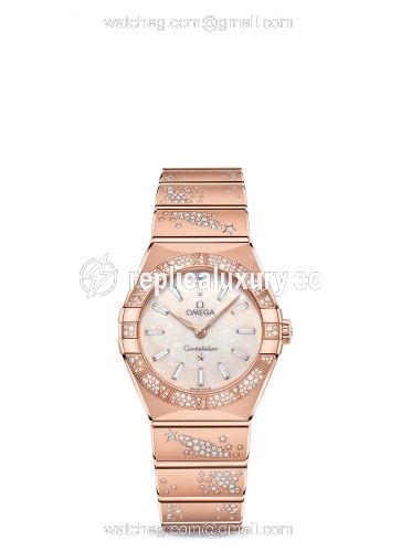 Omega Constellation Manhattan 28 Quartz Sedna Gold / MOP - Diamond / Diamond 131.55.28.60.99.001