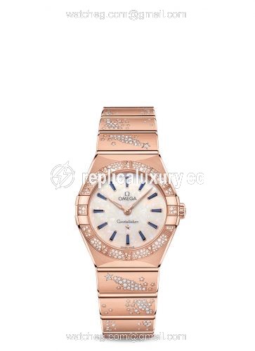 Omega Constellation Manhattan 28 Quartz Sedna Gold / MOP - Sapphire / Diamond 131.55.28.60.99.002