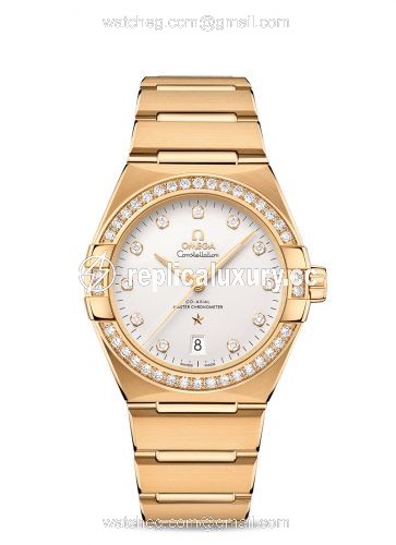 Omega Constellation Master Chronometer 39 Yellow Gold - Diamond / Silver / Bracelet 131.55.39.20.52.002
