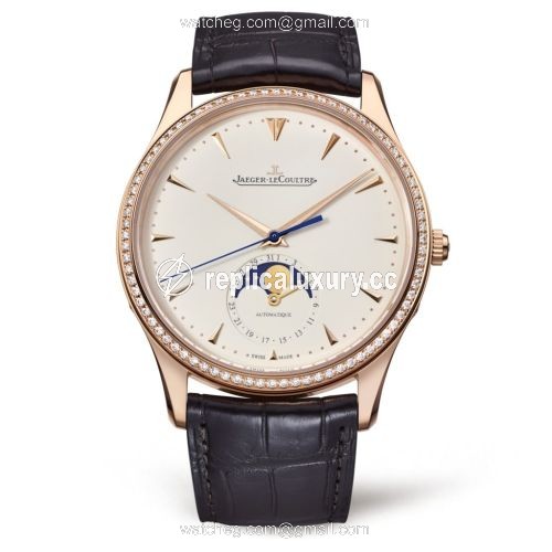 Jaeger-LeCoultre Master Ultra Thin Moon Pink Gold / Diamond / Eggshell / Alligator 1362501