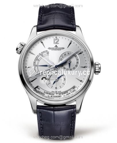 Jaeger-LeCoultre Master Geographic Stainless Steel / Silver / Alligator 1428421
