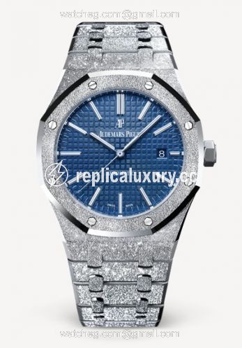 Audemars Piguet Royal Oak 15410 Frosted White Gold / Blue 15410BC.GG.1224BC.01