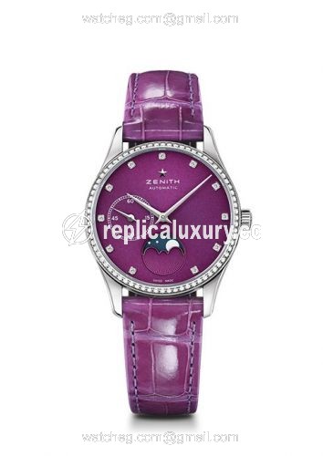 Zenith Elite Ultra Thin Lady Moonphase Purple / Diamond 16.2310.692/92.C750