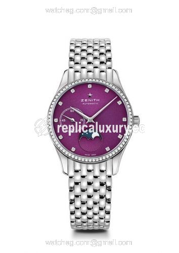 Zenith Elite Ultra Thin Lady Moonphase Purple / Diamond / Bracelet 16.2310.692/92.M2310