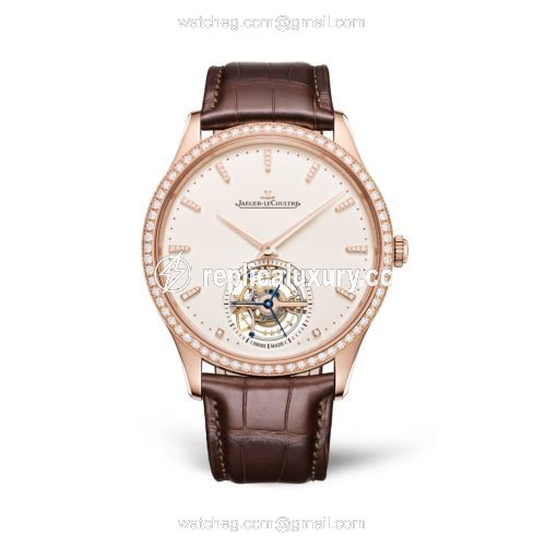 Jaeger-LeCoultre Master Ultra Thin Tourbillon Pink Gold / Diamond / Eggshell / Alligator 1682401
