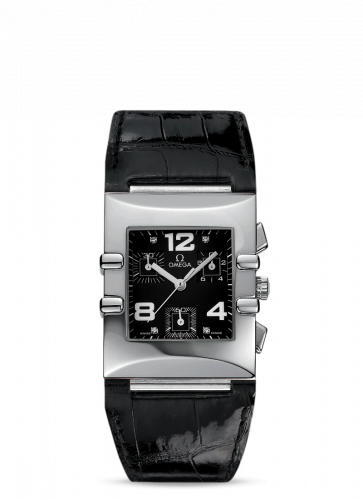 Omega Constellation Quadra Quartz 28 Chronograph Stainless Steel / Black / Alligator 1841.55.11
