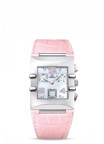 Omega Constellation Quadra Quartz 28 Chronograph Stainless Steel / MOP/ Alligator 1841.70.34