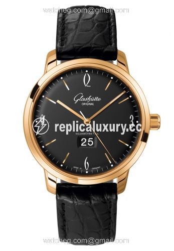 Glashutte Original Sixties Panorama Date Rose Gold / Black / Alligator / Pin 2-39-47-02-01-04