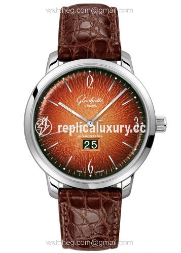 Glashutte Original Sixties Panorama Date Stainless Steel / Orange / Alligator / Pin / Annual Edition 2-39-47-09-02-04