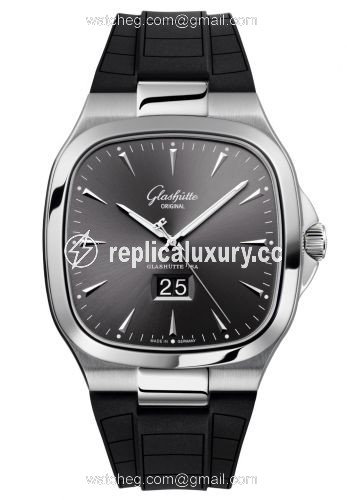 Glashutte Original Seventies Panorama Date Ruthenium / Rubber / Folding 2-39-47-12-12-06