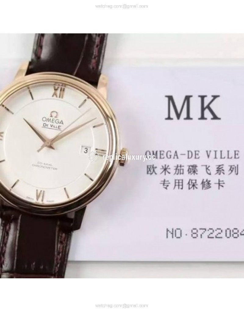Omega De Ville 39MM Rose Gold White 