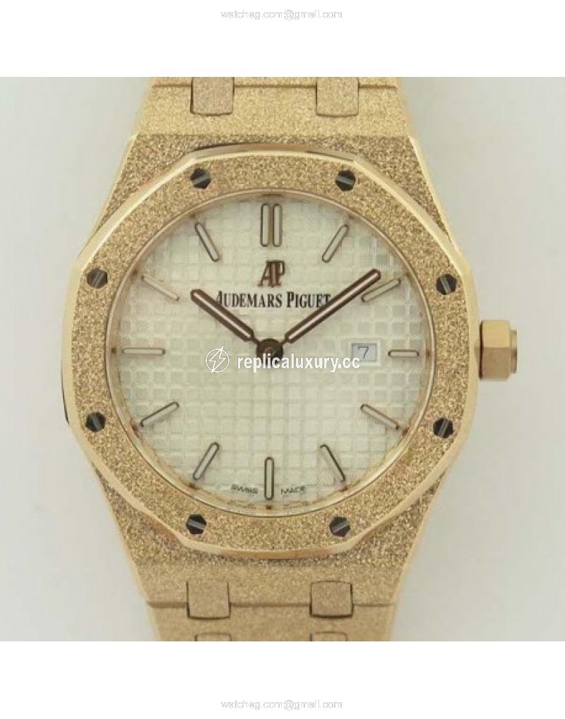 Audemars Piguet Royal Oak Frosted Gold Quartz 33MM 67653 OM Rose Gold Silver 