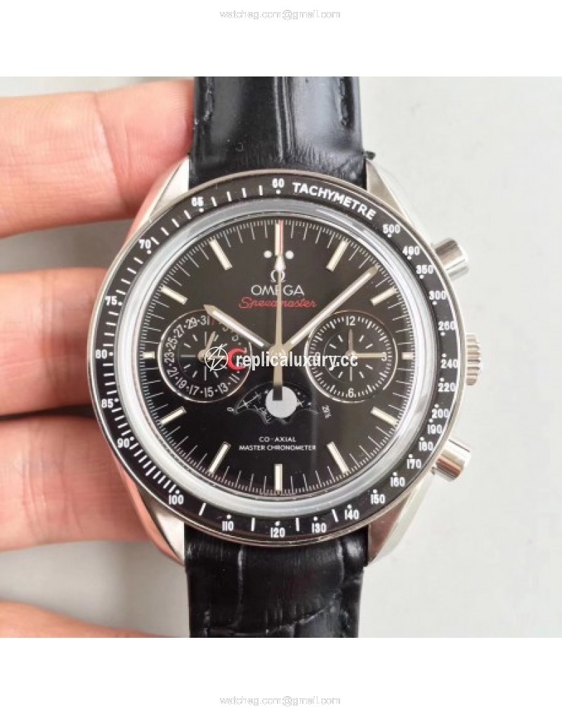 Omega Speedmaster Moonwatch Moonphase Chronograph 304.33.44.52.01.001 BF Stainless Steel Black 